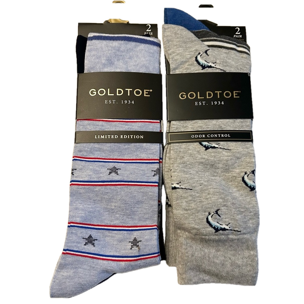 Gold toe 4 Pairs of Men’s Socks Stars Horse  Size 6 to 12 NWT
